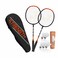 Jaspo GET Set Steel Badminton Racket Combo Set Lightweight Badminton Racquet 1 Pair with 5 pc Feather shuttlecocks and 1 Carrying Bag for Outdoor Games Suitable for Beginners