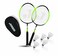 Jaspo Kidzy Steel Badminton Racket Set 18 inches Length with 5pc Feather Shuttlecock NEON GreenRecommended for Kids only