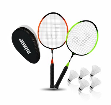 Jaspo Kidzy Steel Badminton Racket Set with 5pc Feather Shuttlecock Multi