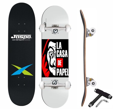 jaspo Heist 31x 8 Complete Fully Assembled Skateboard 7 Layer Canadian Maple Concave Skateboard for Boys Kids Youth Adults  Made in India