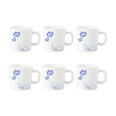 Larah by Borosil Tulip Opalware Cup Set 6 Pieces White