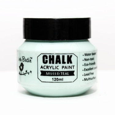 Little Birdie Home Decor Chalk Paint 120ml  Muted TealChalk Paint for Wood Furniture Wall Home Decor Glass Matte Acrylic Chalk Paint