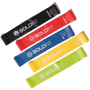 Boldfit Resistance Bands Mini Loop Set Pack of 5 Hip Band Toning Exercise Band for Gym Booty Belt Latex Band Thera Band Theraband for Fitness Multicolor