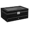 Ogrmar 12 Slot PU Leather Lockable Watch Storage Boxes Men  Women Jewelry Display Drawer Case 2tier Organizer Watch Showcase with Glass Lid Black
