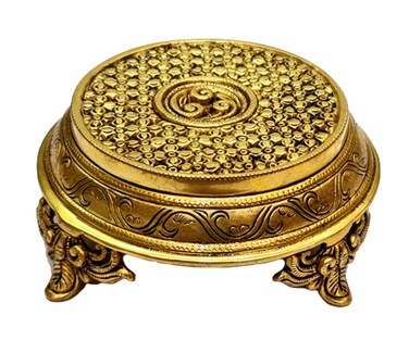 eSplanade Brass Decorative Round Pooja God Stool  Brass Chowki  Home Decor Sitting Table  7 Inches