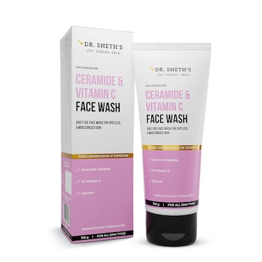 Dr Sheths Ceramide  Vitamin C Face Wash  Gently Cleanses Hydrates  For Normal Oily  Combination Skin  Men  Women  100 mL