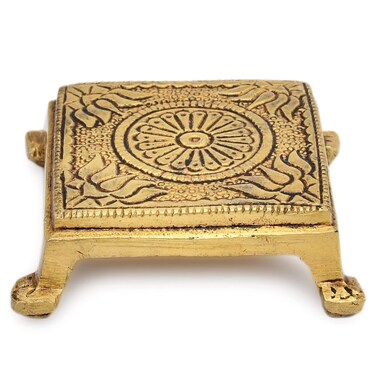 AargKraft Brass Pooja Mandir Chowki Peetha Peeta Gods Stool  Puja Articles  22 Inches Very Small Weight 100 Gram