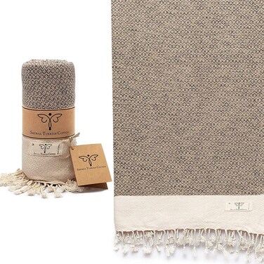 SMYRNA TURKISH COTTON Vintage Series Turkish Beach Towel Oversized 37x71 inch Extra Large Quick Dry Sand Free Beach Blanket Lightweight Cotton Pool Spa Travel Gym Adult Bath Towel Latte