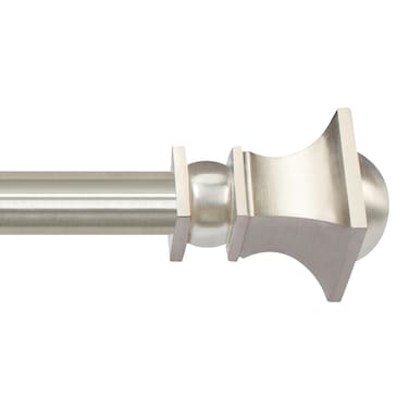 Deco Window 3666 Extendable Curtain Rod for Door  Windows Adjustable Iron Telescopic Drapery Bar with Stacked Square Finials 1 Diameter Satin Silver