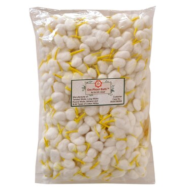 OM PHOOL BATTI Cotton Round Lighting Pooja Wicks Yellow 1000 Pieces