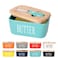 Lxmons Ceramic Butter Dish with Wooden Lid Large Butter Container Keeper Storage with Stainless Steel Butter Knife Spreader Bamboo Cover and Silicone Sealing Ring for West East Coast Butter Aqua