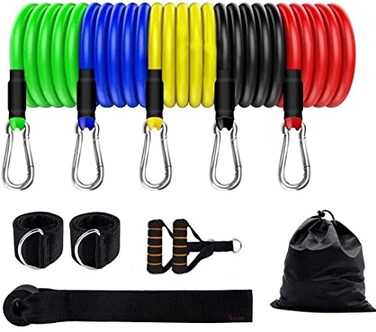 FEGSY Resistance Bands Set for Exercise Stretching and Workout Toning Tube Kit with Foam Handles Door Anchor Ankle Strap and Carrying Bag for Men Women