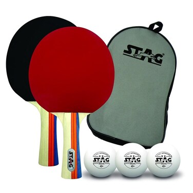 STAG UnisexAdult Tournament Table Tennis Playset  Model TourSet WH 2 Rackets  3 White Balls Multicolor