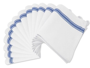 Aunti Ems Kitchen Dish Towels Set 13 Pack Natural Cotton Fabric for Embroidery  ZeroLint Cloth for Drying Glasses Plates Hand  255 x 155 Inch 13Pack Blue Stripes