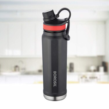 Borosil Stainless Steel Hydra SportSip  Vaccum Insulated Flask Water Bottle 710 ML Black