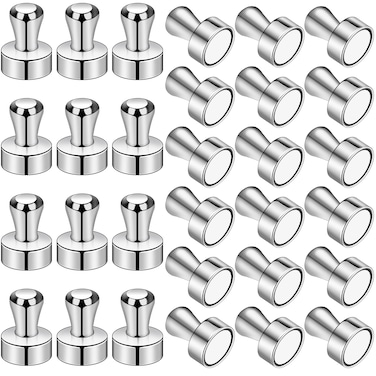 LOVIMAG 30 Pcs Refrigerator Magnets Fridge Magnets Strong Whiteboard Magnets Magnetic Push Pins Strong Metal Magnets for Fridge Whiteboard Office Classroom Map Kitchen