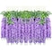 Pauwer Wisteria Hanging Flowers 24 Pack Fake Flower Garland Artificial Wisteria Vines Rattan Silk Flower String Wedding Party Wall DecorationsPurple