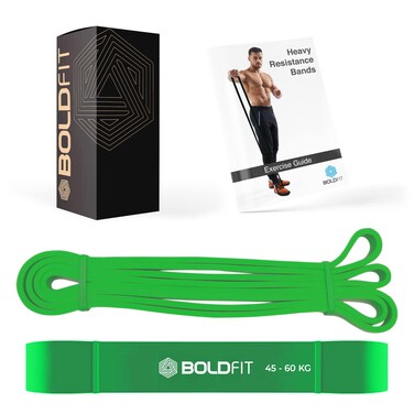 Boldfit Heavy Resistance Band for Exercise  Stretching GreenMaterial Synthetic Rubber