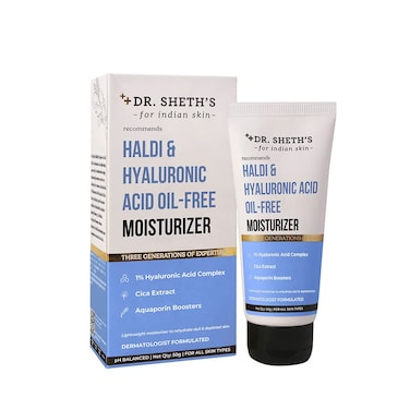 Dr Sheths Haldi  Hyaluronic Acid OilFree Moisturizer  Lightweight Moisturiser To Rehydrate Dull Skin  1 Hyaluronic Acid Cica Extract  Women  Men  50G Adult