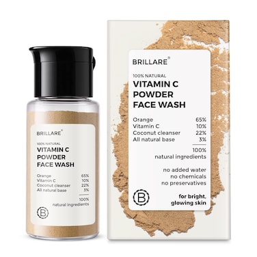 BRILLARE Real Vitamin C Powder Face Wash Daily Brightening Facial Cleanser with Orange Peel Powder Paraben  Sulfatefree Complete Natural Skincare for Men  Women 15gm