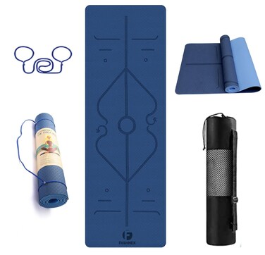 Fashnex TPE Yoga Mat for Women and Men with Carry Bag and Strap 6mm Extra Thick Ideal Exercise Mat for Yoga Pilates and Workout As Per Image