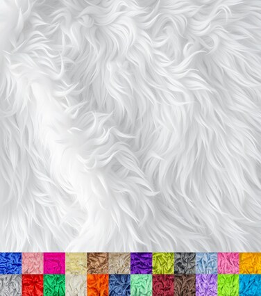 Faux Fur Fabric  Soft Fluffy Craft Fur Fabric for Sewing Upholstery Costumes  18 x 60  Vegan Faux Fur Material for DIY Projects Plush Toys White Half Yard