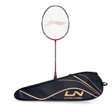 LiNing Super Series 900 Strung Badminton Racket with Free Full Cover 84 Grams RedGrey Carbon Fibre