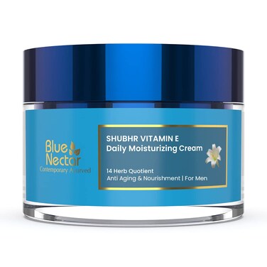 Blue Nectar Mens Face Moisturizer Cream with Plant Based Vitamin E  Vitamin C for Collagen  Daily Moisturizing Day  Night Anti Aging  Wrinkle Cream for Men 14 Herbs 17 Oz