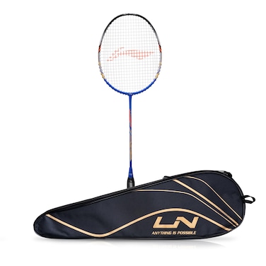 LiNing Turbo 99 Carbon Fibre Strung Badminton Racket with Full Racket Cover BlueBlack  For Intermediate Players  84 grams  Maximum String Tension  30lbs