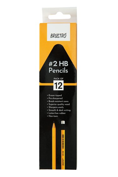 Brustro 2 HB Extra Dark Pencil with Eraser Tip Pack of 12