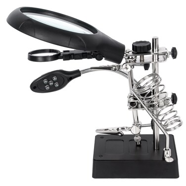AORAEM LED Light Helping Hands Magnifier Station25X 75X 10X Magnifying Glass Soldering with Clamp and Alligator Clips Desktop Magnifer Stand for Craft Carving Jewelry