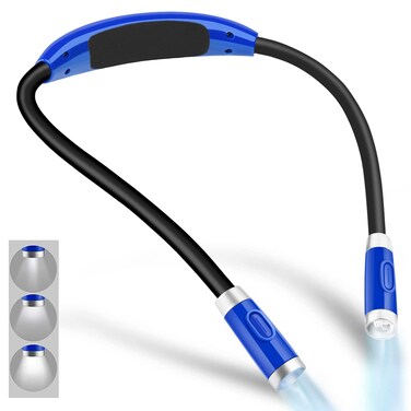 Vekkia Rechargeable LED Neck Reading Light Book Lights for Reading in Bed 3 Brightness Levels Flexible Soft Silicone Arms Comfortable Wear Long Lasting Perfect for Readers Craft  Knitting