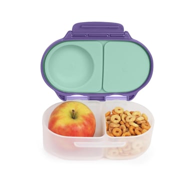 bbox Snack Box for Kids  Toddlers 2 Compartment Snack Containers Mini Bento Box Lunch Box Leak Proof BPA free Dishwasher safe School Supplies Ages 4 months Lilac Pop 12oz capacity