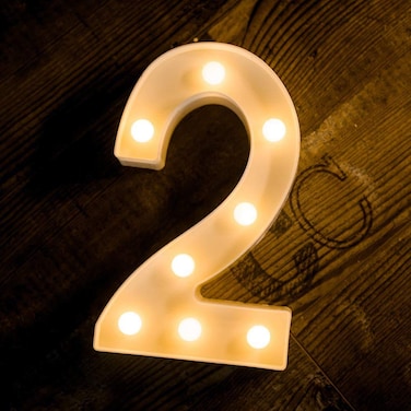 MIRADH LED Marquee Letter Lights Sign Light Up Alphabet Letters for Wedding Birthday Party Christmas Home Bar Decoration Warm White Number2