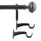Deco Window 1 Inch Adjustable Farmhouse Curtain Rod Heavy Duty Distressed Black for Windows  Door With Hammered Finials  Brackets Set  72 to 144