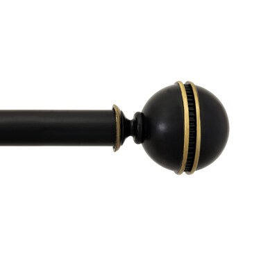 Deco Window 1 Inch Adjustable Farmhouse Curtain Rod Heavy Duty Distressed Black for Windows  Door With Hammered Finials  Brackets Set  72 to 144