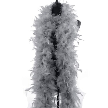 Fukang Feather Turkey Chandelle Feather Boa 72 100 Gram Cool Grey
