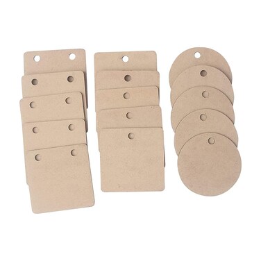 IVEI DIY Wood Sheet Craft  MDF Cutouts Pendants  Plain MDF Blanks Cutouts  Set of 15 for Painting Wooden Sheet Craft Decoupage Resin Art Work  Decoration