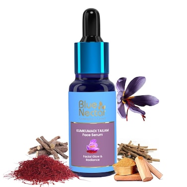 Blue Nectar Saffron  Manjish Face Oil  Original Kumkumadi Oil for Face  Ancient Glow Serum Face Moisturizer for Brighter Skin  Plant Based Collagen Booster for Women  Men 26 Herbs 1Fl Oz