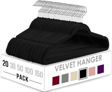 Utopia Home Velvet Hangers 20 Pack  NonSlip Clothes Hangers  Black Hangers  Suit Hangers with 360 Degree Rotatable Hook  Heavy Duty Coat Hangers  Pants Hangers
