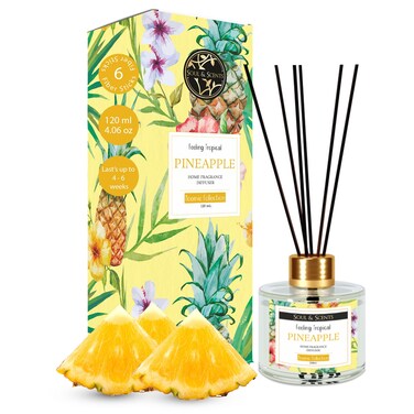 Soul  Scents Pineapple Scented 406 oz 120ml Reed Diffuser Set with 6 Fiber Sticks for Room Decor  Home Fragrance Reed Diffuser  Air Freshners for Home