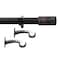 Deco Window Extendable Curtain Rod 1 Inch for Door  Windows Adjustable Length Heavy Duty Iron Farmhouse Drapery Pole with Wooden Finials 36 to 66 Rustic Black