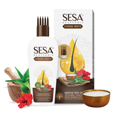 SESA Ayurvedic Strong Roots Hair Oil 100 Ml Hair Strenghtening Reduces Hairfall No Mineral Oil Hair Oil For Women And Men 338 oz