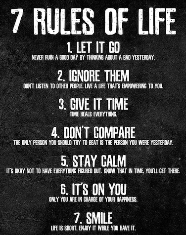 HoneyKICK 7 Rules of Life Motivational Poster 11 x 14 Inches Unframed Printed on Premium Cardstock Paper