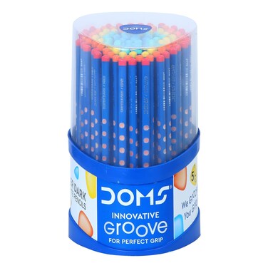 Doms Groove Super Dark Graphite Pencils  Innovative Groove For Perfect Grip  Tumbler Set Of 100 Pieces Multicoloured Pack Of 1 DM8438
