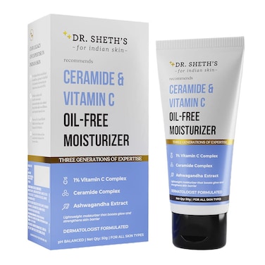 Dr Sheths Ceramide  Vitamin C Oil  Free Moisturizer Lightweight Moisturizer to Hydrate Skin  With Vitamin C Ceramide  Ashwagandha  For Women  Men  50g