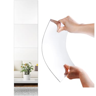 SLDIYWOW Wall Mirror Full Length 4Pcs Full Body Mirror for Bedroom Safety Unbreakable Mirror Great for Baby Kids Toddler Full Body Mirror Tiles for Bedroom Home Gym Living Room