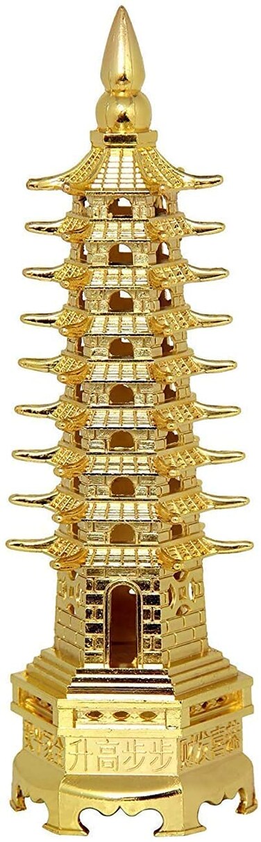 Shoppersduniya Fengshui Pagoda Education 9 Layer Tower for Academic Success  Positive Energy Metal Golden