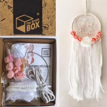 The brown box Dream Catcher Making KitArt and Craft Kit for Girls 912 and for AdultsHobby kitBirthday GiftReturn GiftDIYRakhi Gift LacesRibbons