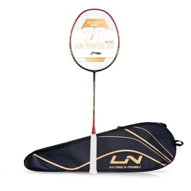 LiNing Air Force 78 G2 Carbon Fiber Strung Badminton Racket with Full Cover Blacksilver